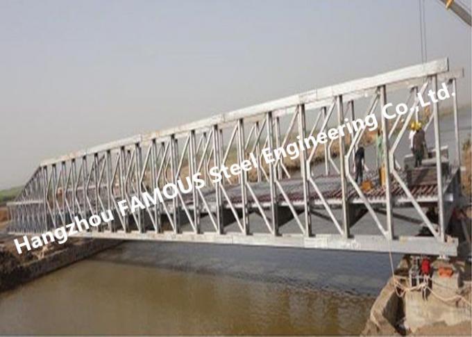 多スパンの単一の車線の鋼鉄箱形梁のベイリー橋の構造型枠のトラス構造 0